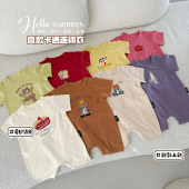 卡通哈衣爬服夏季 新生儿ins宝宝连体衣满月短袖 薄款 婴儿衣服夏装