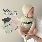 婴儿连体衣外出夏装 三角哈衣宝宝包屁衣爬服字母新生儿衣服 薄款
