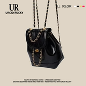 潮时尚 URCIO RUCKY品牌小香风双肩包包女2025新款 韩国链条背包潮