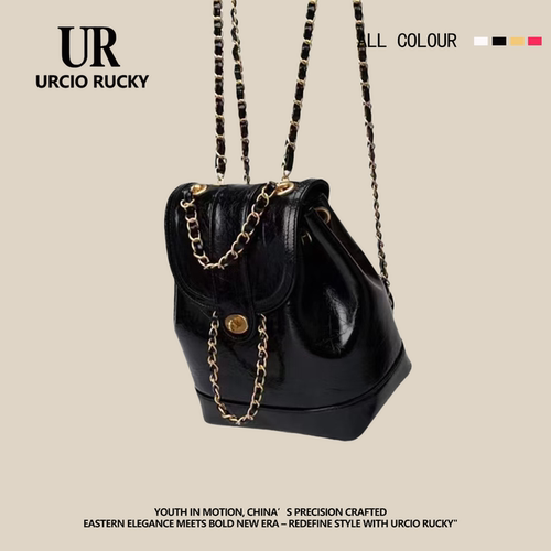 URCIO RUCKY品牌小香风双肩包包女2025新款潮时尚韩国链条背包潮