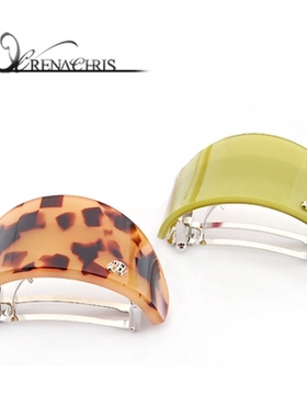 C755韩国进口头饰AngelRena豹纹纯色拱形发夹顶夹