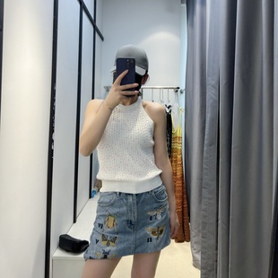 设计感钉珠挂脖子针织背心女2025夏季新款时尚洋气外穿露肩上衣