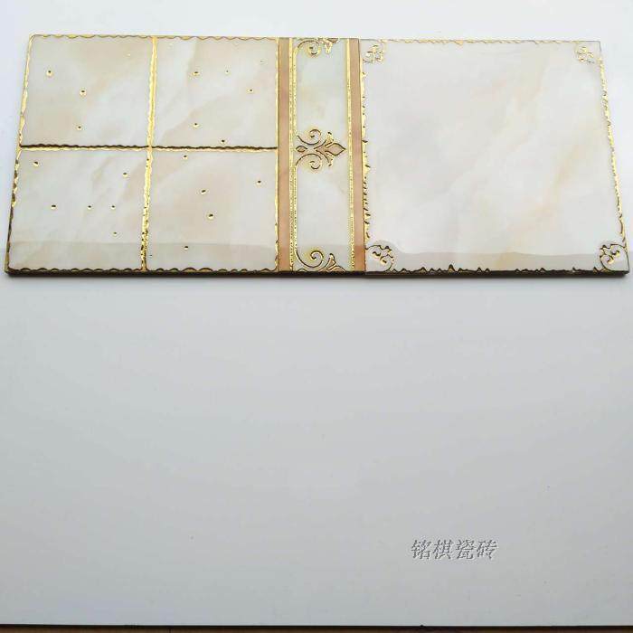 格子平面欧式300X300镀金抛晶砖