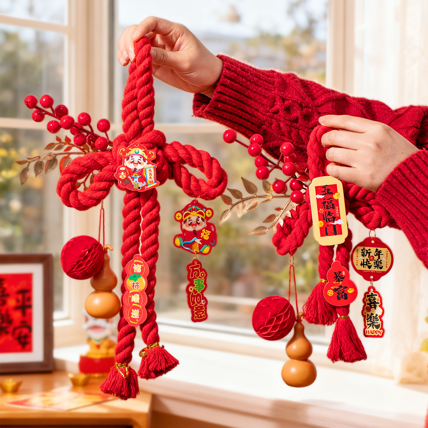 新年过年装饰品挂件2026马年万字结门挂春节元旦氛围布置贺年挂饰