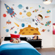卡通太空飞船创意3D立体墙贴画儿童房墙面装饰贴纸男孩床头幼儿园