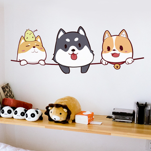 门贴自粘卡通贴纸小图案装饰品卧室墙纸可爱房间个性创意门上贴画