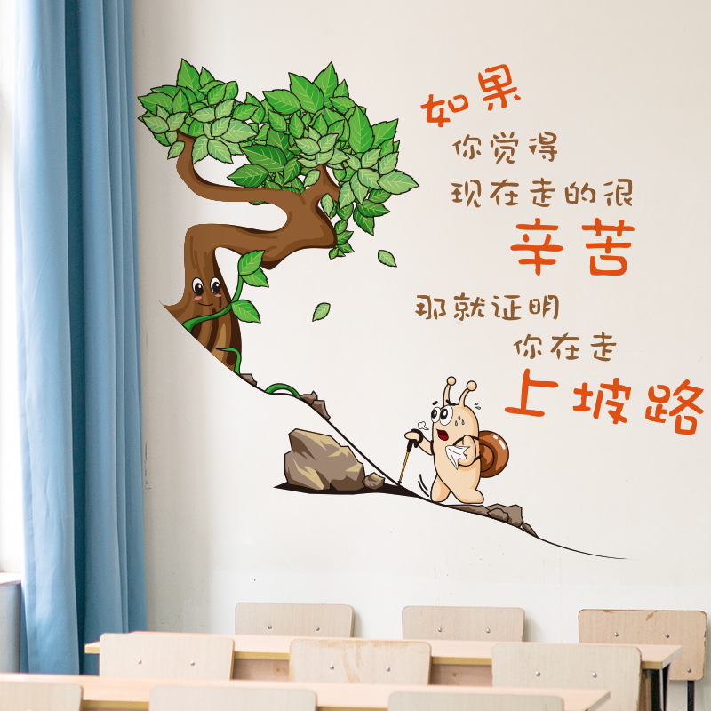 励志语录贴纸装饰教室文化墙班级布置小学初中墙贴画自粘学习标语图片