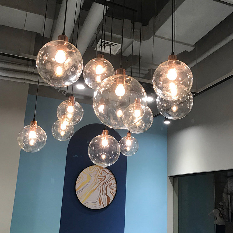 北欧现代简约单头玻璃圆球个性创意楼梯餐厅大气泡泡球透明球吊灯,家装灯饰光源,LOFT/复式住宅/楼梯吊灯,淘宝优惠券,粉丝福利购,淘宝优惠卷