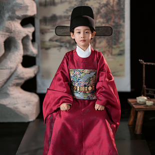 儿童明制官服男童汉服女童织金圆领袍补服中国风演出写真古装
