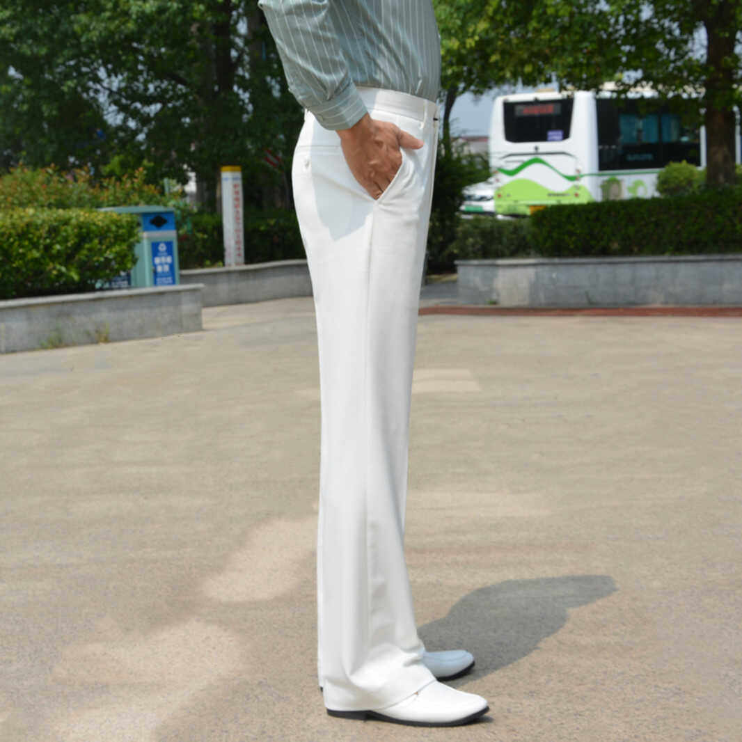 春秋垂感抗皱喇叭裤男弹力阔腿裤