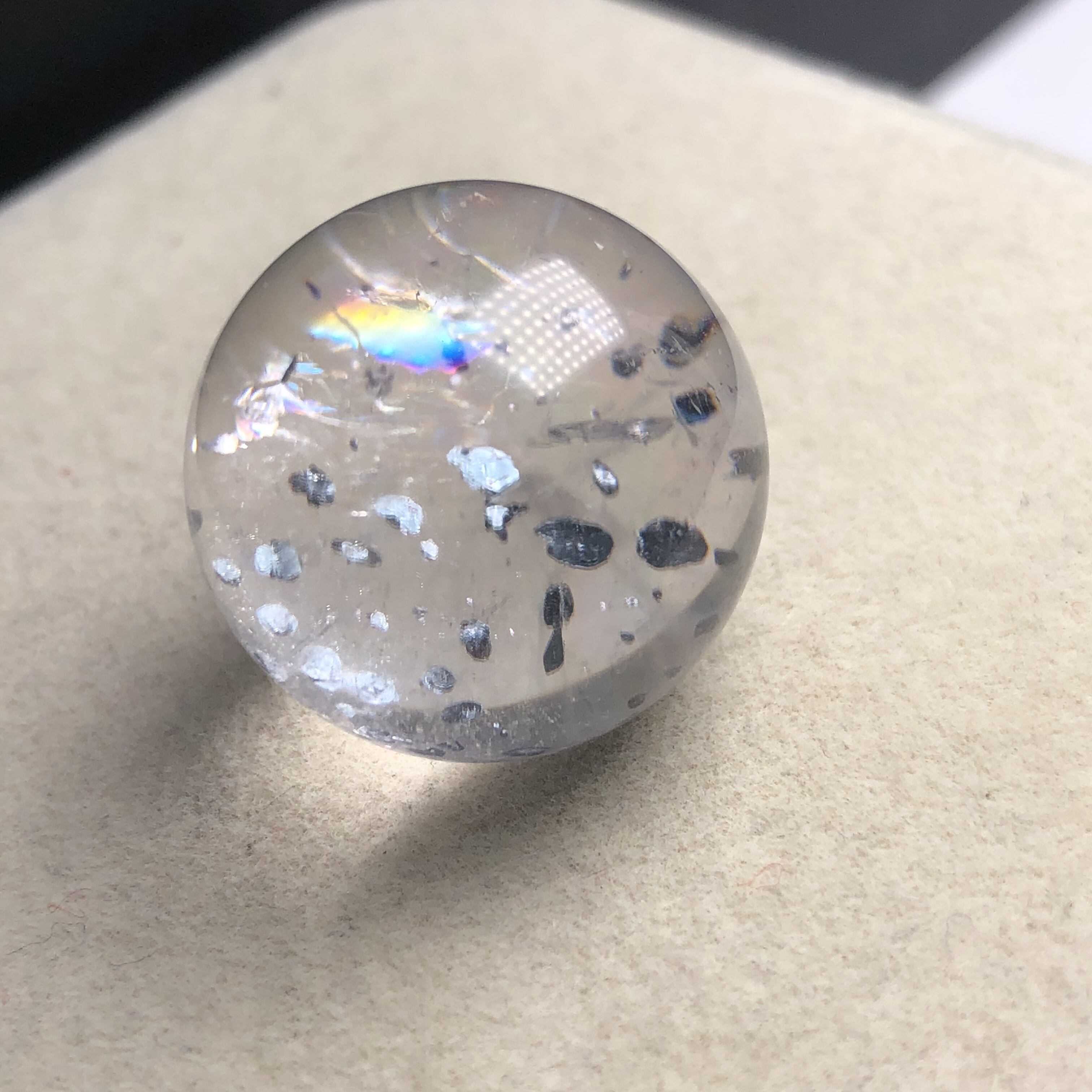 21.4mm(没有任何优化注胶)老矿天然超七草莓云母单珠水晶