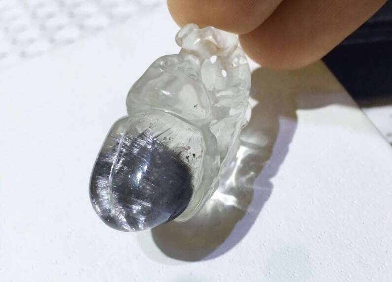 天然拍品新款上市全新大量优质超顺黑银钛晶花石头甲壳虫水晶吊坠