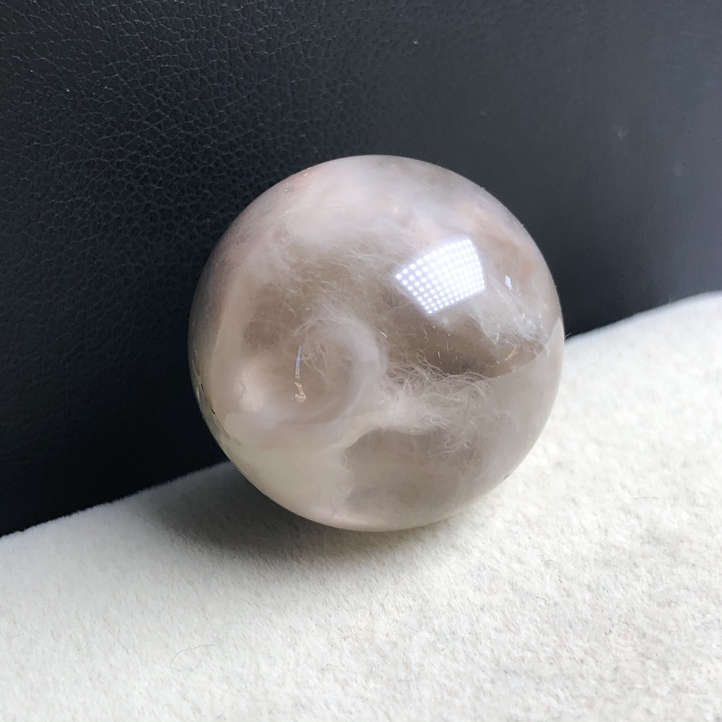 23.3毫米(没有任何优化注胶)老矿福利大漏天然卷毛兔毛单珠水晶