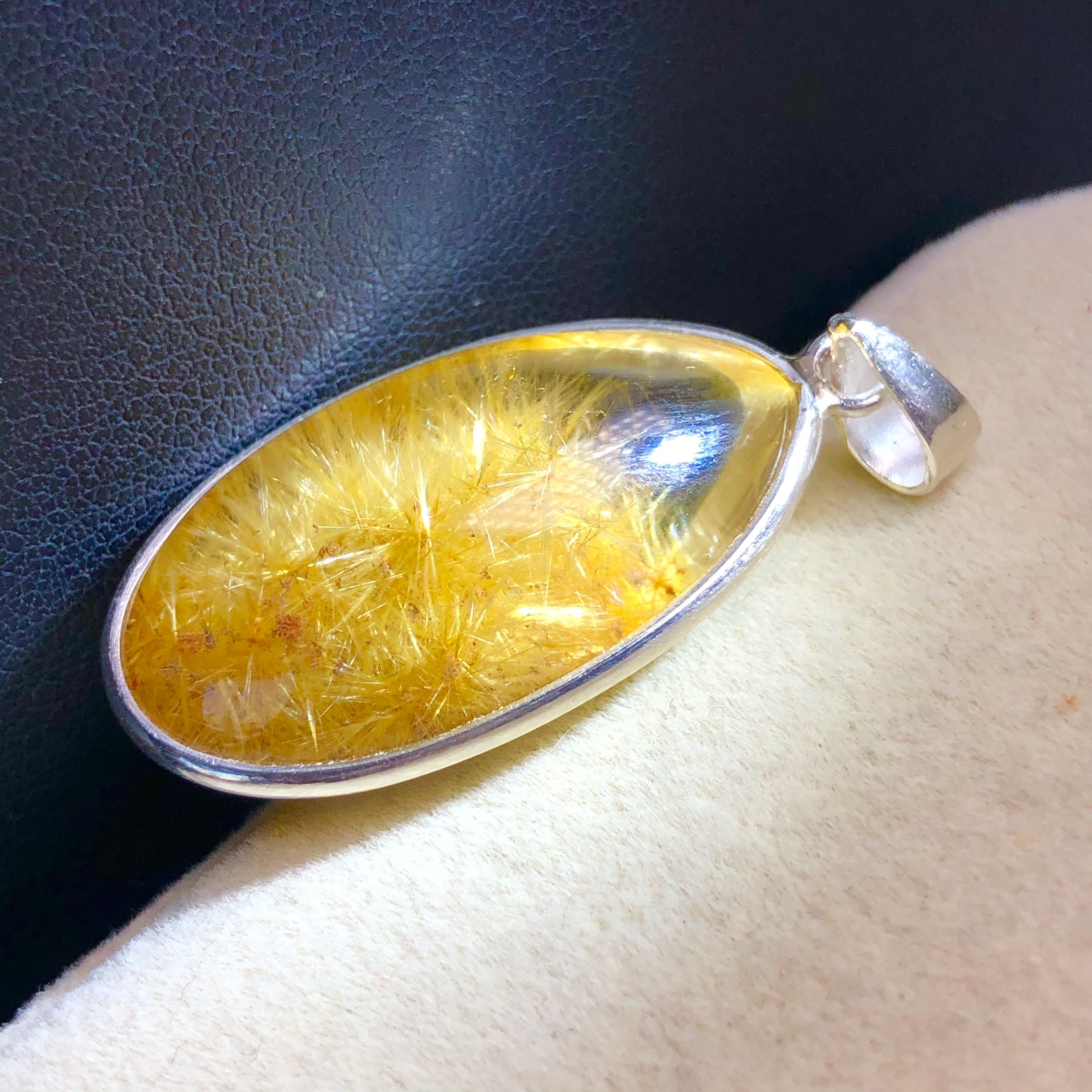 天然巴西老矿金发晶花水晶吊坠太阳蒲公英花金满盆