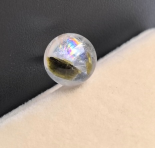 (9.8mm)老矿料彩虹天然水晶共生碧玺单珠