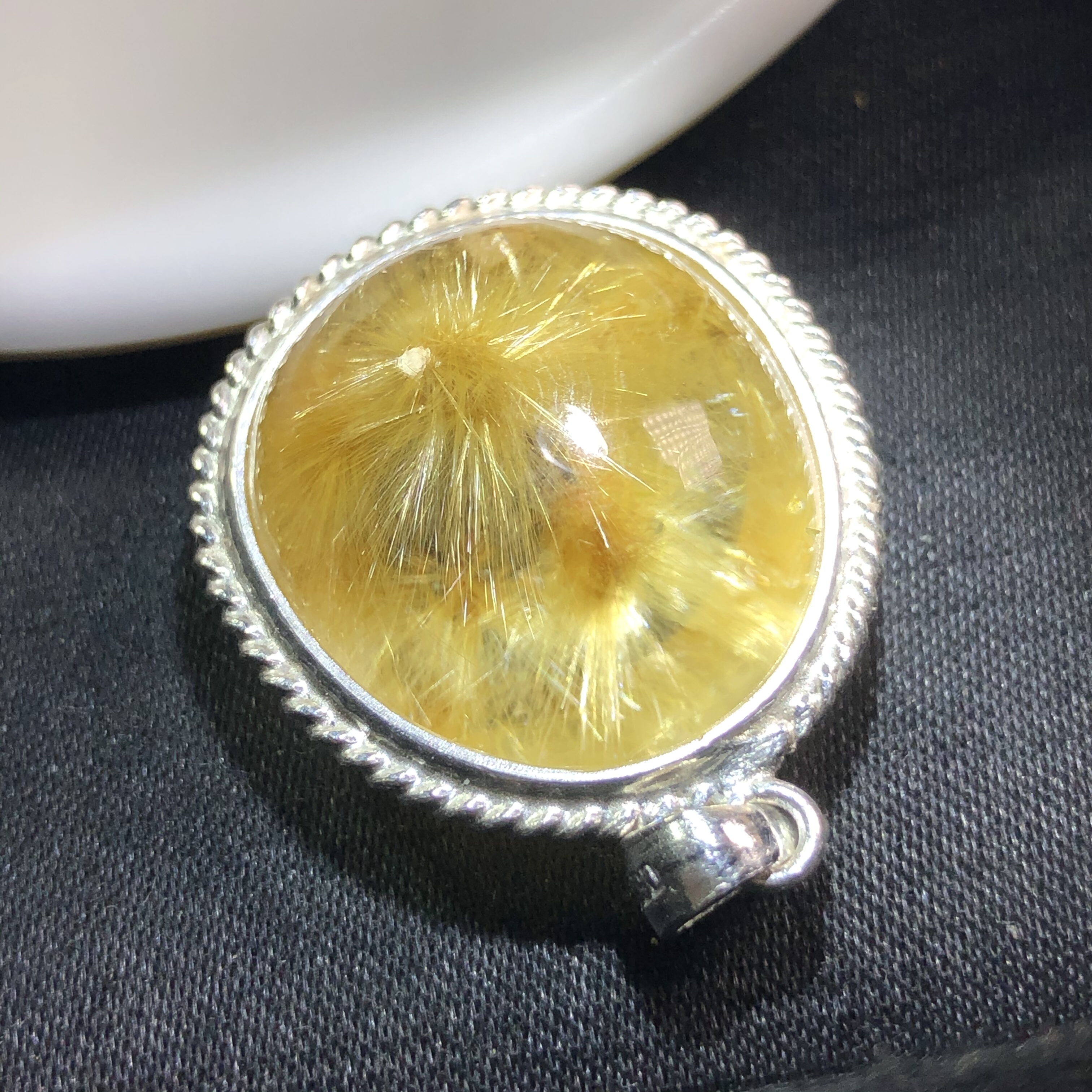 收藏天然巴西老矿立体金发晶花水晶吊坠太阳蒲公英花海胆花金满盆