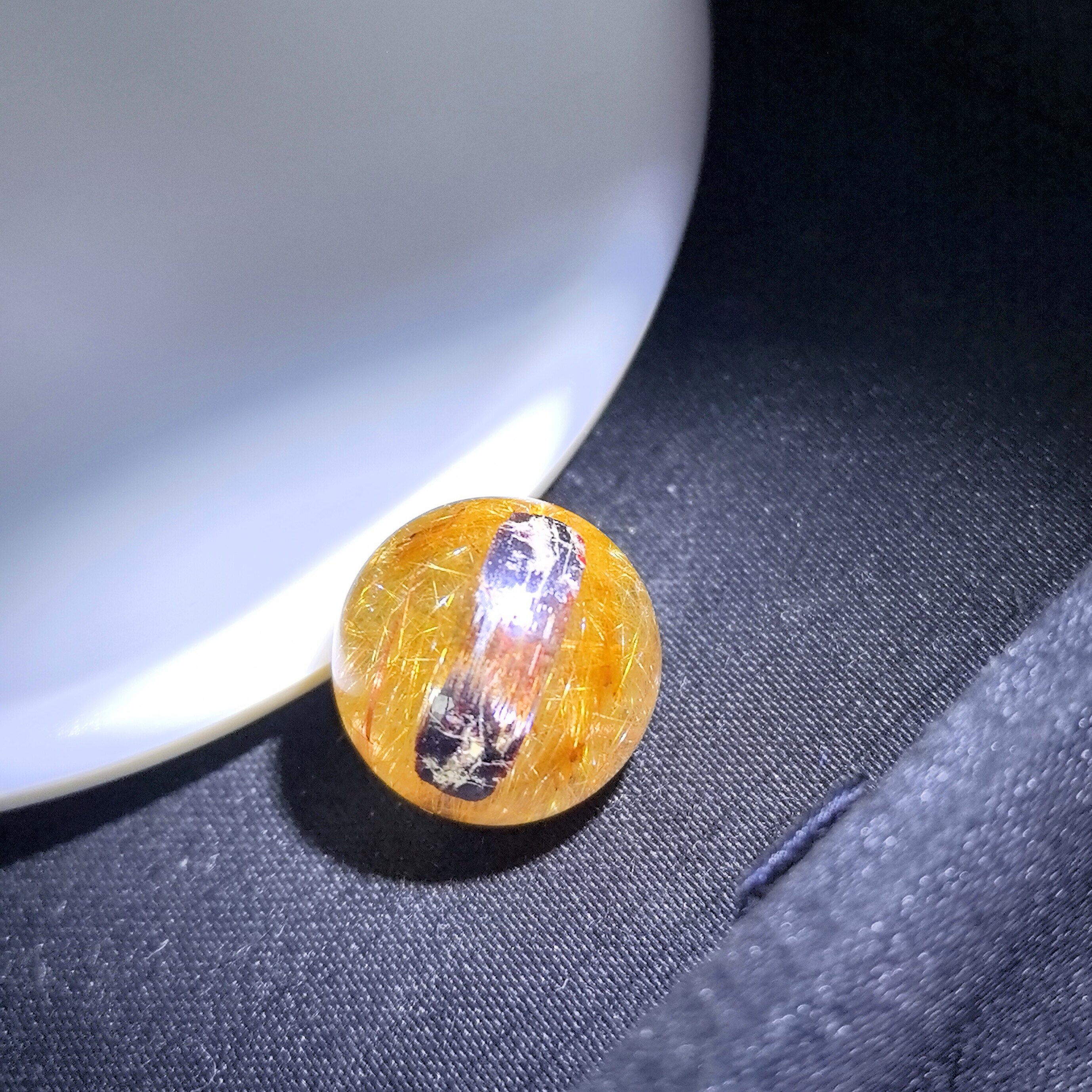 16㎜无任何优化入胶巴西老矿天然老矿金铜发晶单珠