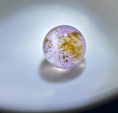13.7mm没有任何优化注胶老矿天然紫钛晶花超七单珠