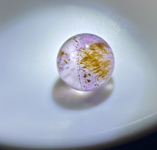 13.7mm没有任何优化注胶老矿天然紫钛晶花超七单珠