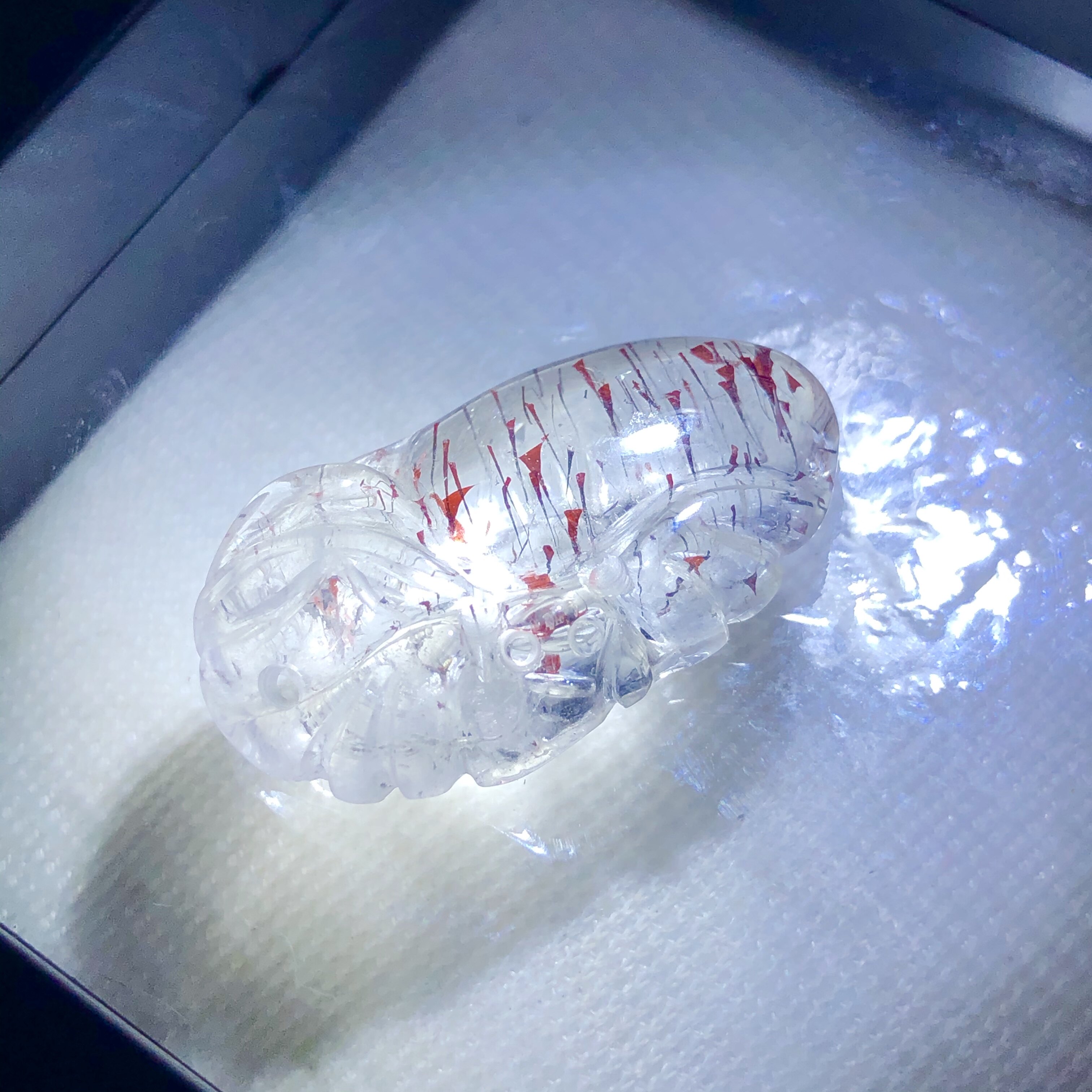好货福利珍贵天然红草莓彼岸花超七水晶雕刻吊坠