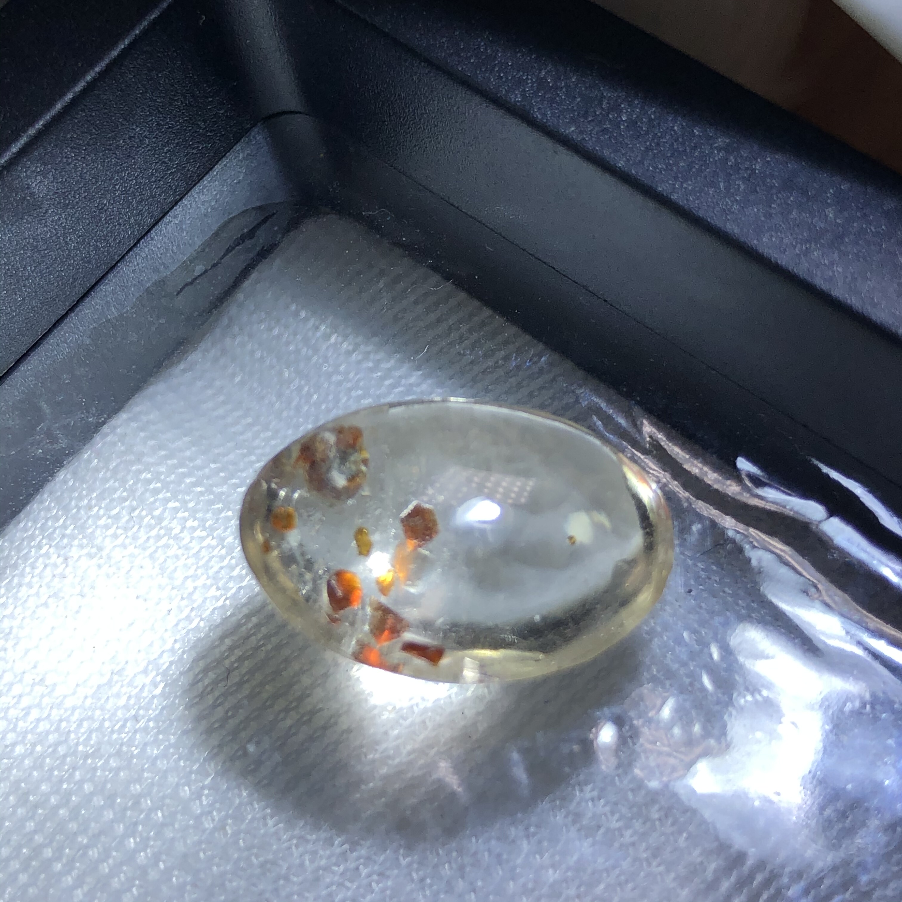 老矿福利天然水晶包裹红石榴石红色宝石共生矿吊坠