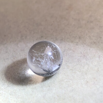 8.8mm无任何优化入胶巴西天然水晶黑银钛晶霜发晶单珠