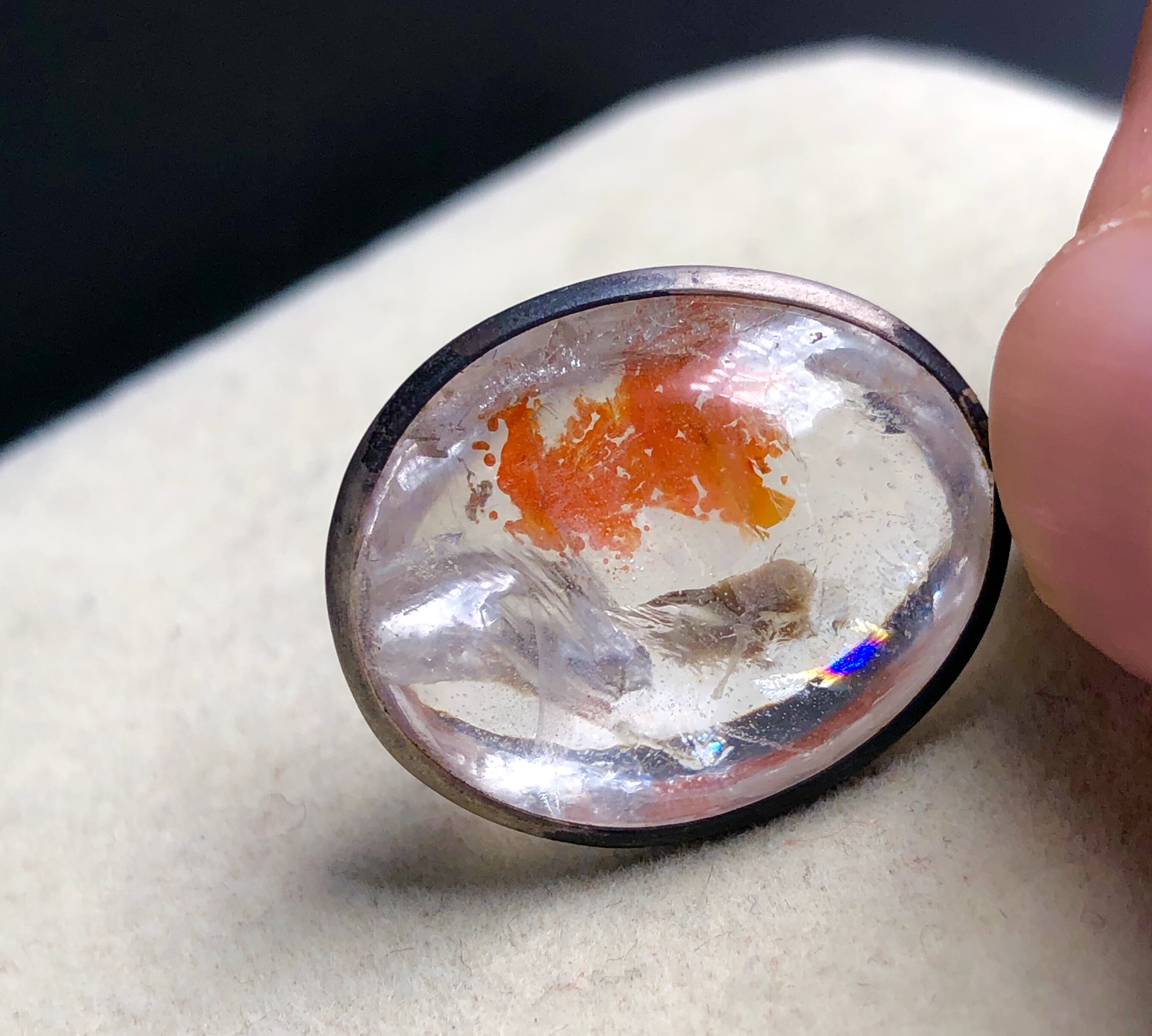 老货福利象形天然水晶红云母锦鲤胶花吊坠 孔雀开屏