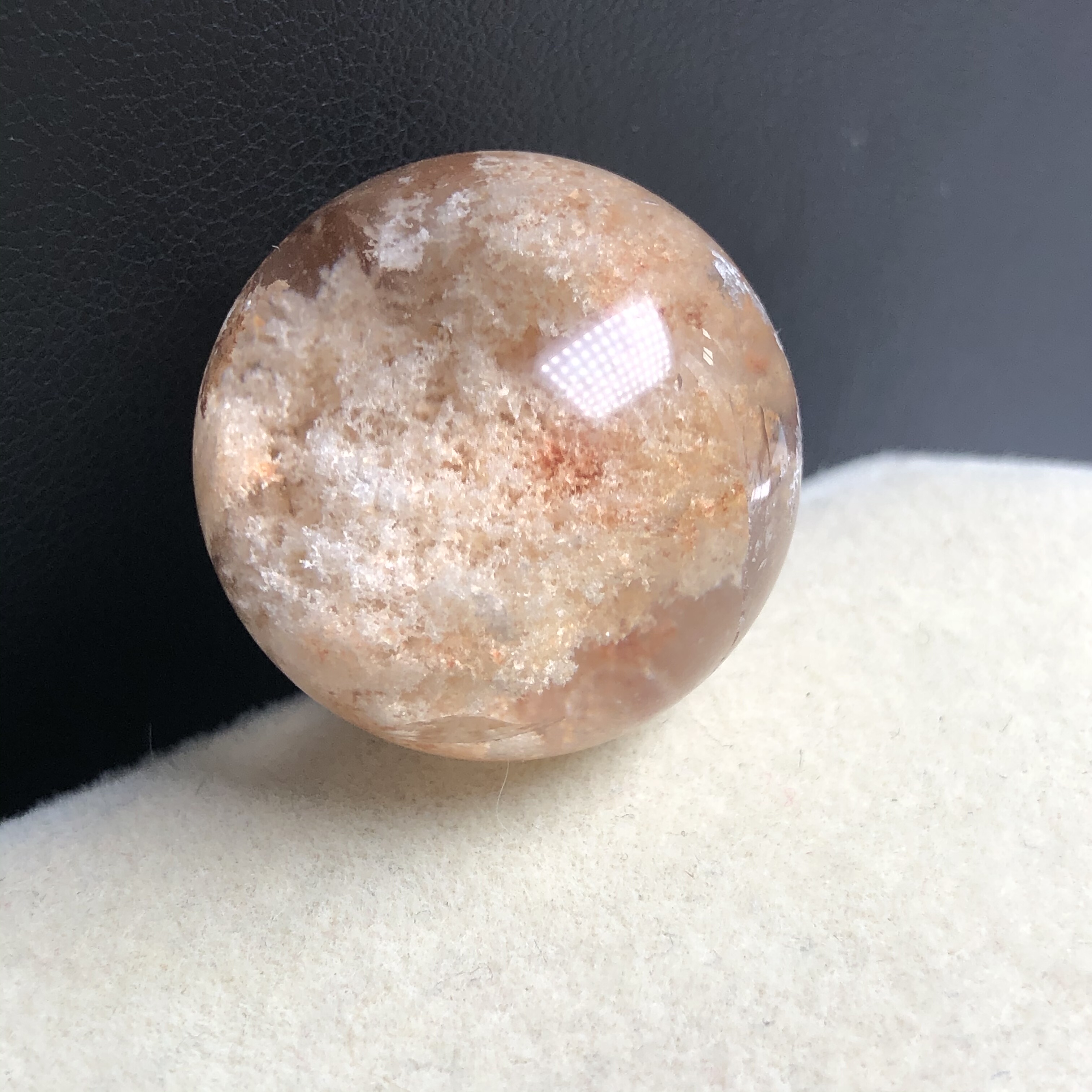 24毫米(无任何优化和注胶)老矿天然水晶彩色莫奈花园幽灵单珠配饰