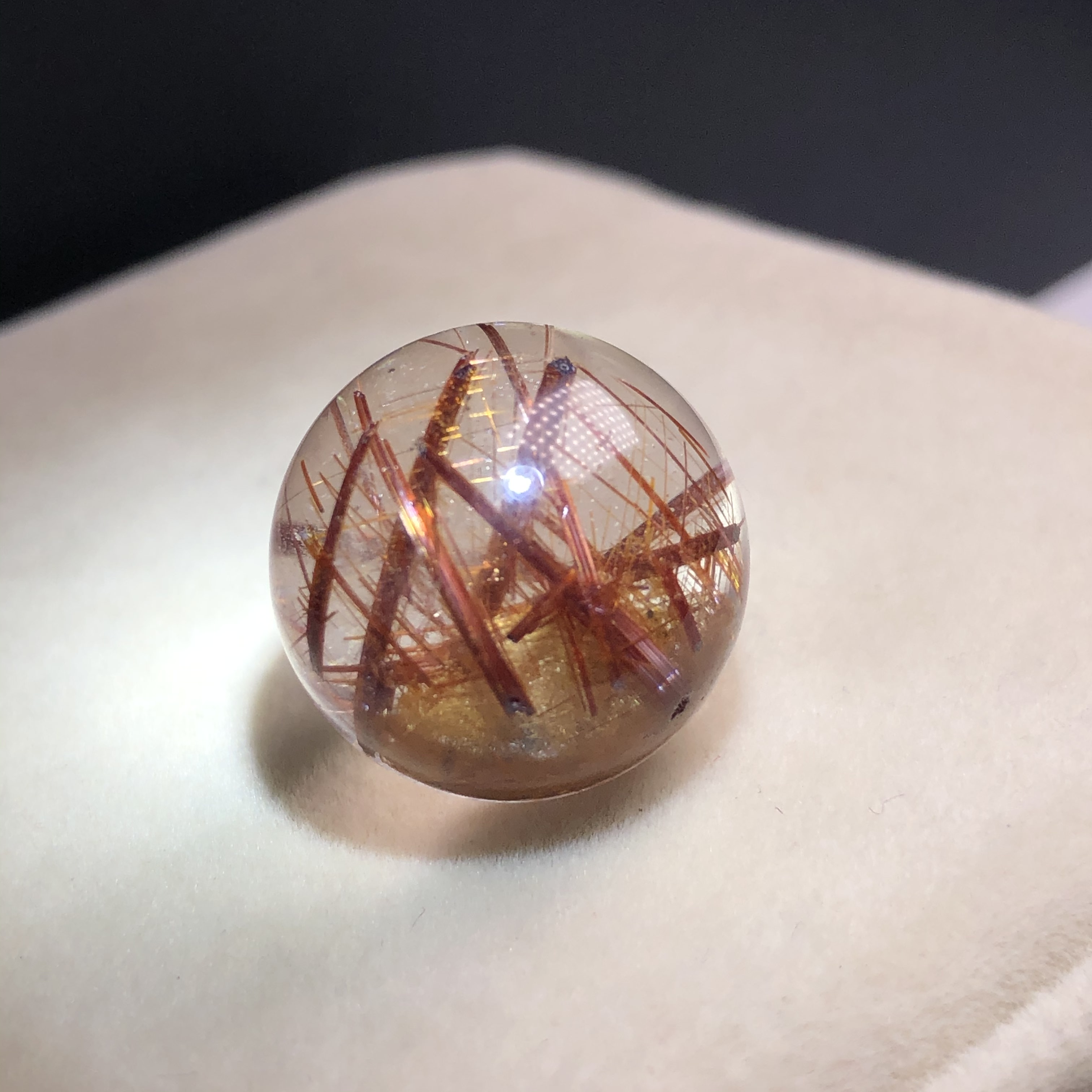 (18.6mm) 无优化巴西老矿大漏天然老矿红铜发晶单珠