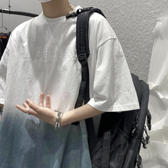 Gradient short sleeve T-shirt summer loose casual lovers Harajuku style half sleeve