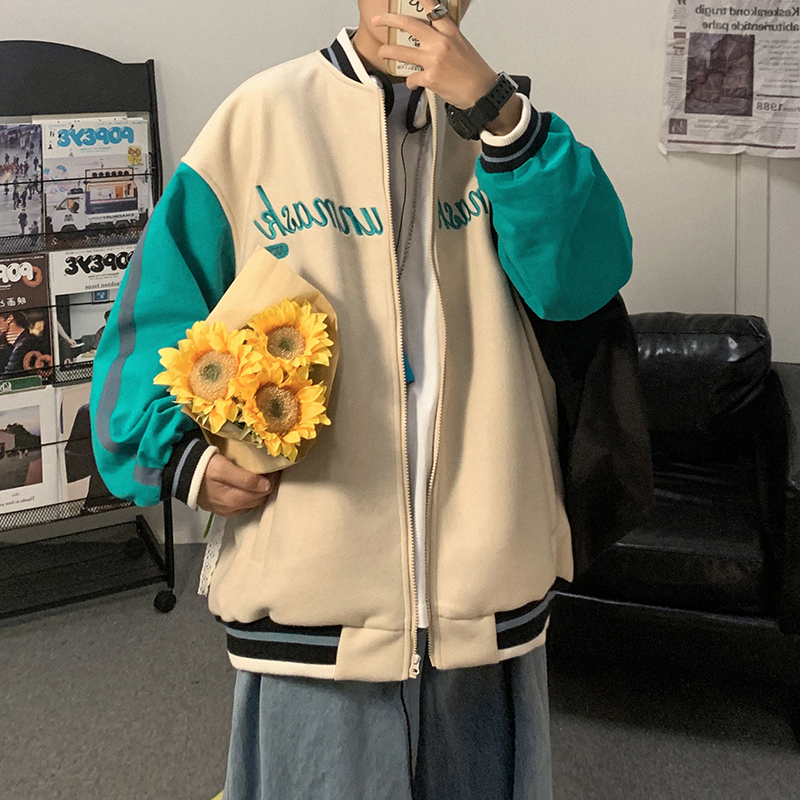 Mosaic color contrast fashion brand jacket 2021 NEW Baseball Jacket