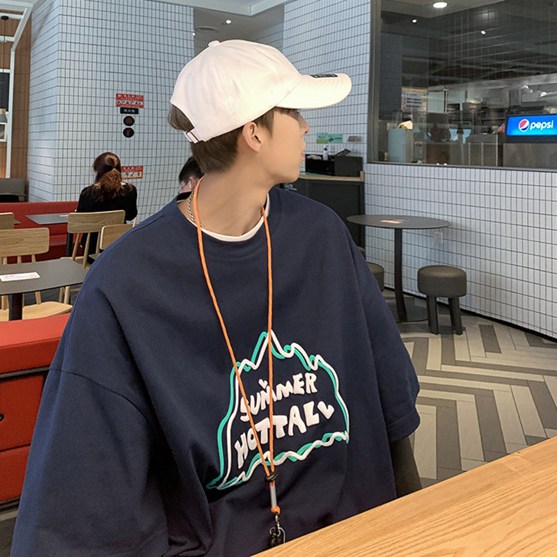 字母短袖T恤夏復古寬鬆半袖嘻哈百搭休閒