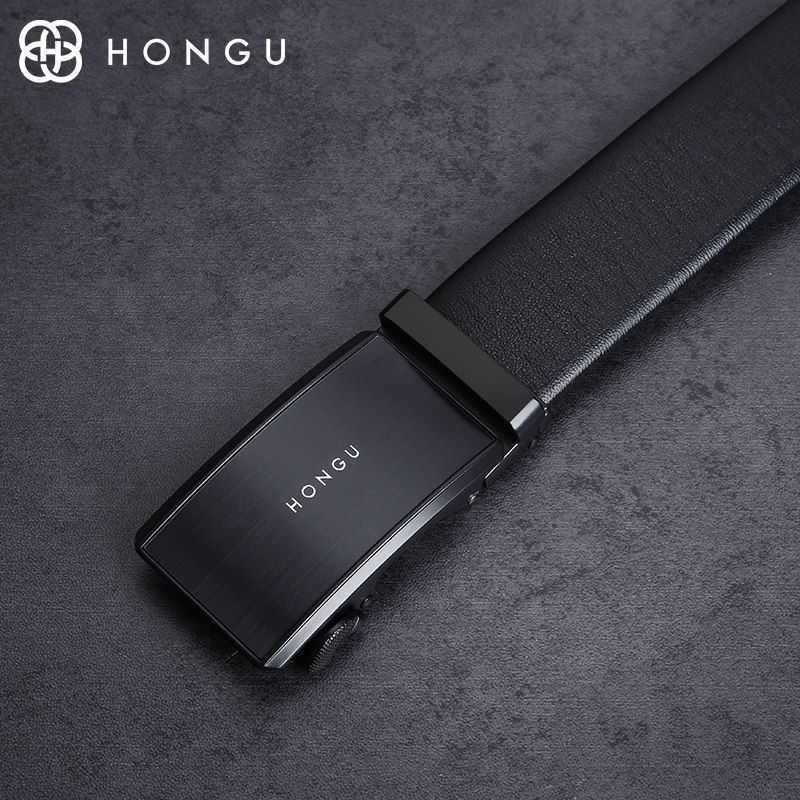 红谷新款皮带头层牛皮自动商务休闲男士腰带 真皮裙带 专柜同款