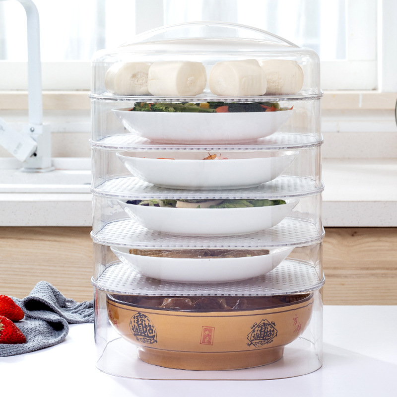 3家用餐桌罩保温菜罩多层防尘透明收纳剩饭罩子方形塑料遮食物盖子