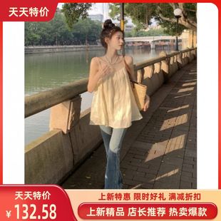 法式 薄款 2025年新款 甜美吊带背心外穿夏季 上衣 宽松显瘦无袖 娃娃衫