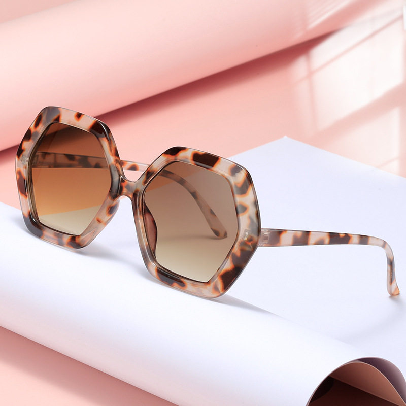 欧美复古六边形太阳镜潮流街拍大框不规则墨镜女跨境走秀眼镜,ZIPPO/瑞士军刀/眼镜,太阳眼镜,淘宝优惠券,粉丝福利购,淘宝优惠卷