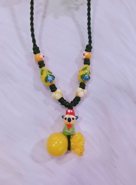 民族风女锁骨链原创设计复古装饰颈链饰品琉璃福袋葫芦