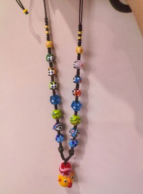 原创设计幸运黄色腓尼基娃娃守护神达摩秋冬琉璃毛衣链