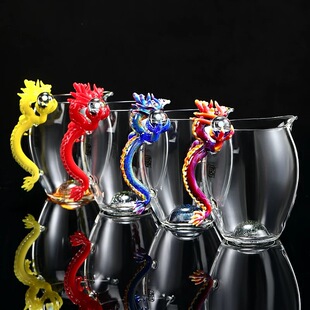 晶焱三代龙公道杯龙把手分茶器玻璃公道杯茶具高端品牌新款