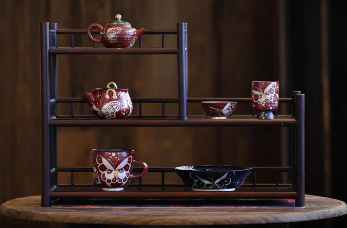 蕉白轩炼陶蝴蝶茶壶手抓壶宝瓶茶杯蝴蝶杯普洱杯高足杯茶具