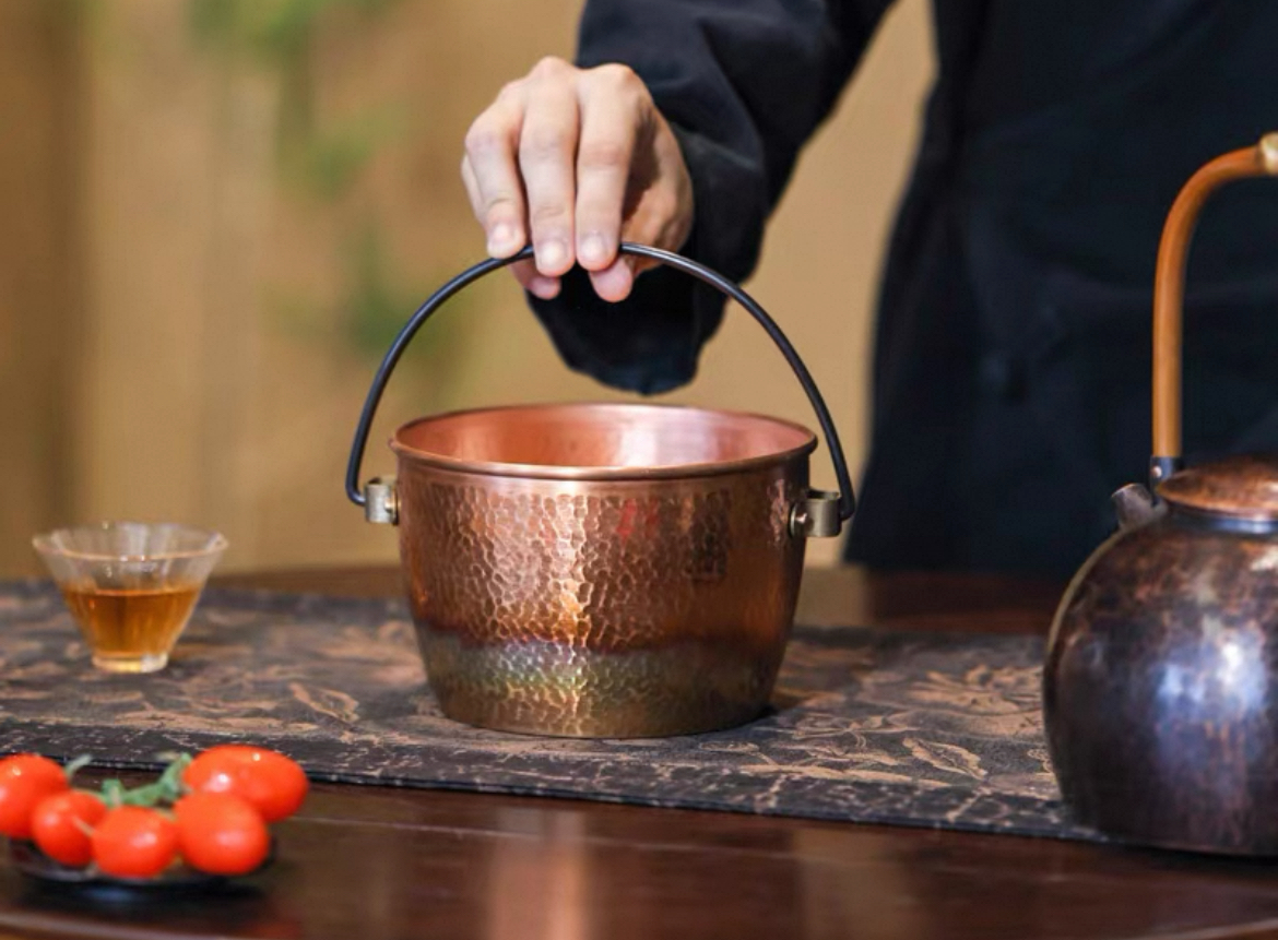 春喜铜锤纹花篮小吊锅900m l