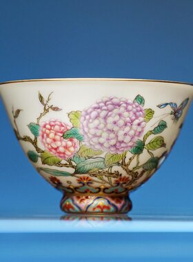 见山烧·E绣球花鸡心杯口径8.1 x高5.2cm 100ml