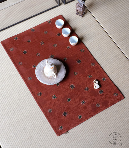慢蓝真丝香云纱茶席56 x 35 cm