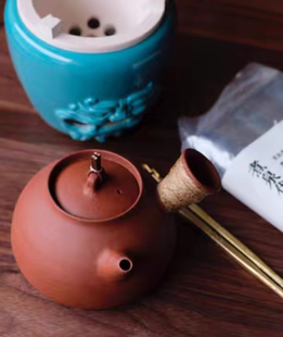 半斋松石绿活火煮泉煮茶炉侧把壶手工中式 白陶泥炭炉茶壶酒精炉