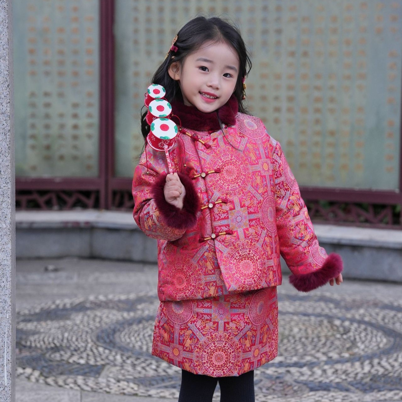 八达运兄妹装棉服外套女宝旗袍秋冬新款中式马甲套裙獭兔毛拜年服,童装/婴儿装/亲子装,旗袍,淘宝优惠券,粉丝福利购,淘宝优惠卷