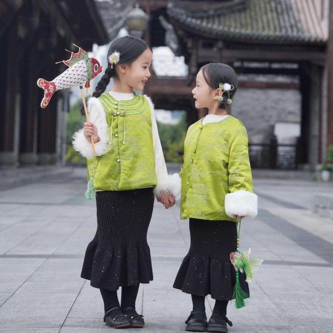秋冬新品新中式国风外套女童唐装水貂毛宝宝坎肩女孩新年马甲套装,童装/婴儿装/亲子装,唐装,淘宝优惠券,粉丝福利购,淘宝优惠卷