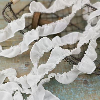 diy服装辅料2.7cm米白褶皱立领