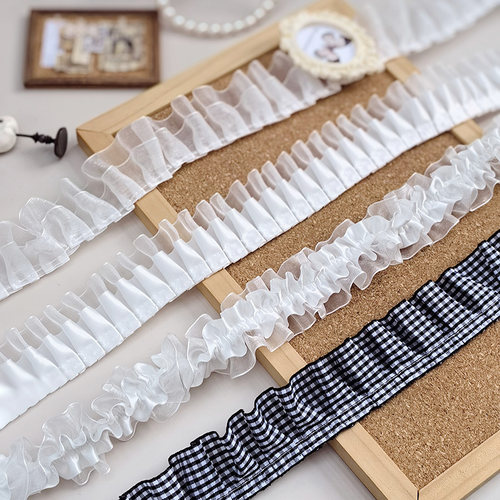 白色高档优质褶皱蕾丝花边应援扇娃娃衣洛丽衣领塔沙发窗帘边宠物