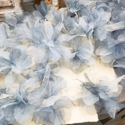 13cm多色欧根纱立体渐变蕾丝花朵