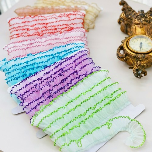 11色超柔纱缩褶狗牙蕾丝花边辅料